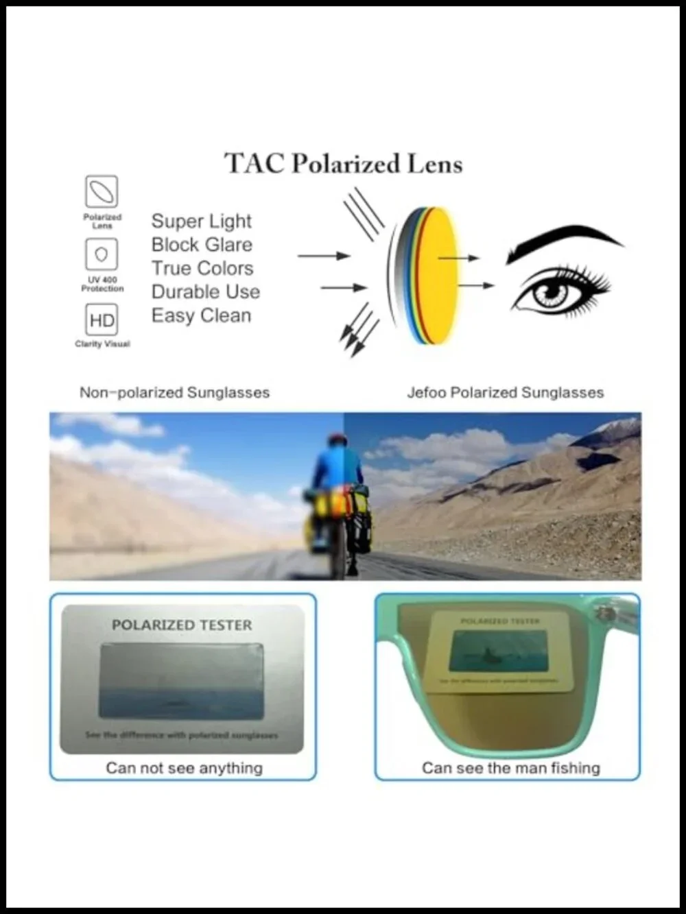 Polarized Square Sunglasses Oversized Flat Top Shield UV Protection
